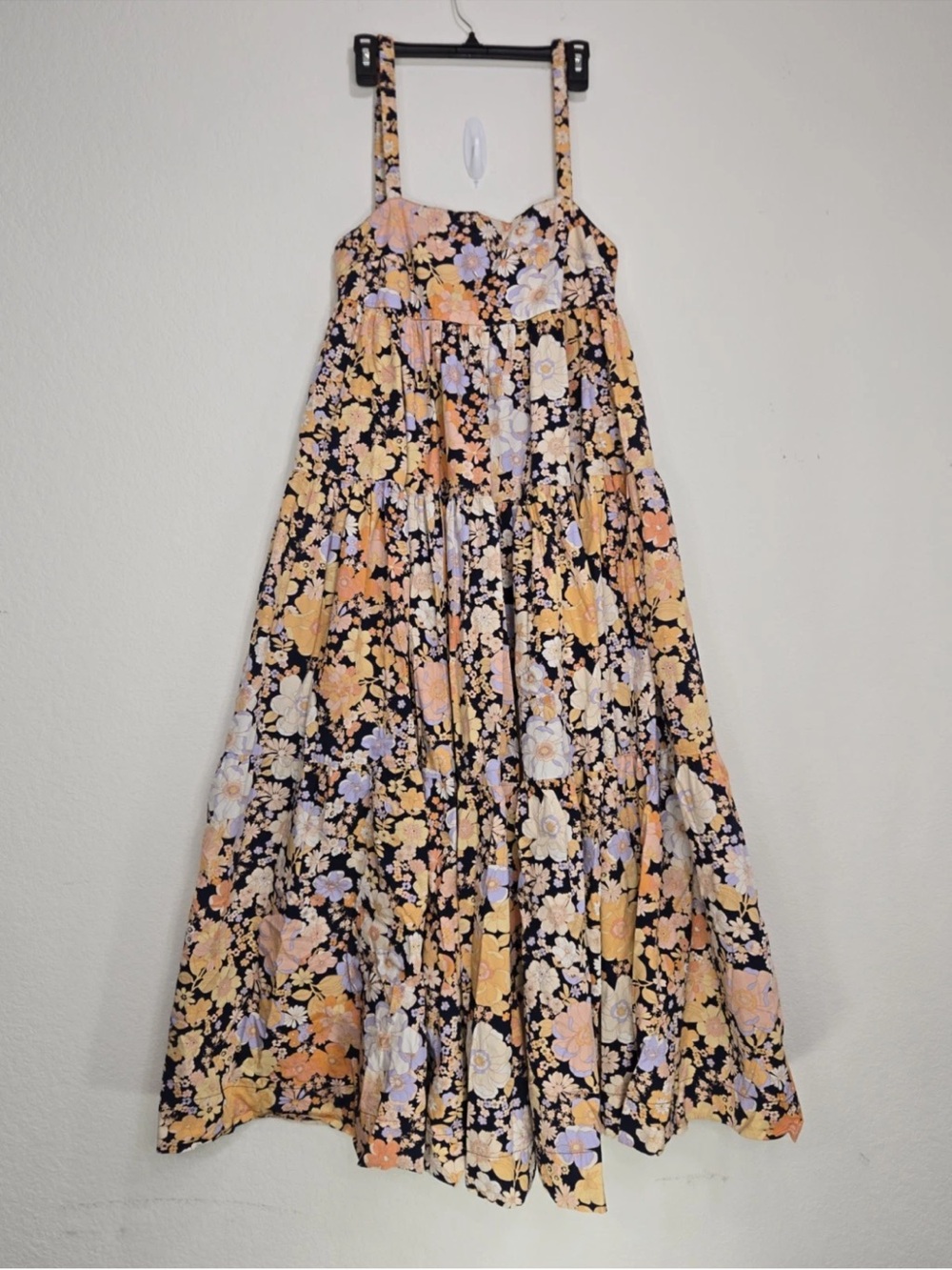 Free People Park Slope Maxi Dress Dark Combo Boho Festival Oversized Size XS